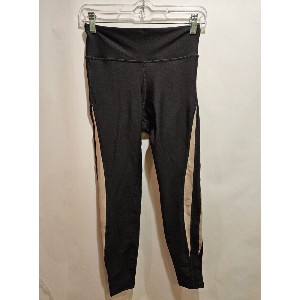 Becco Activewear High Waisted Black/ Beige Yoga Leggings Women's Medium
